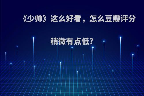 《少帅》这么好看，怎么豆瓣评分稍微有点低?