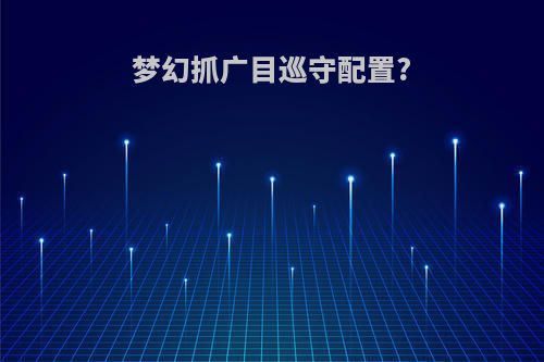 梦幻抓广目巡守配置?