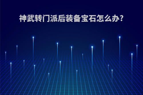 神武转门派后装备宝石怎么办?