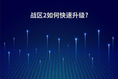 战区2如何快速升级?
