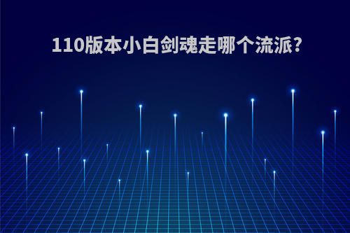 110版本小白剑魂走哪个流派?