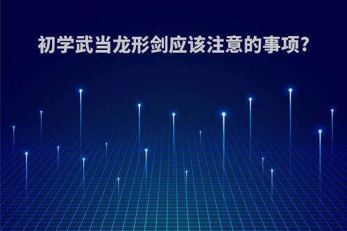 初学武当龙形剑应该注意的事项?
