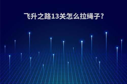 飞升之路13关怎么拉绳子?