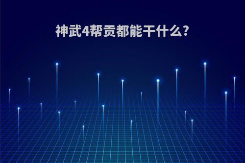 神武4帮贡都能干什么?