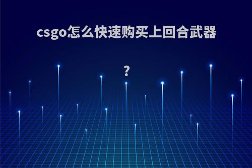 csgo怎么快速购买上回合武器?