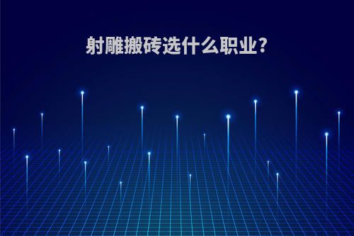 射雕搬砖选什么职业?