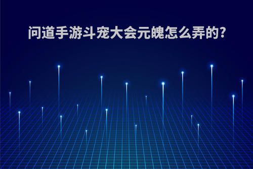 问道手游斗宠大会元魄怎么弄的?