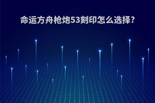 命运方舟枪炮53刻印怎么选择?