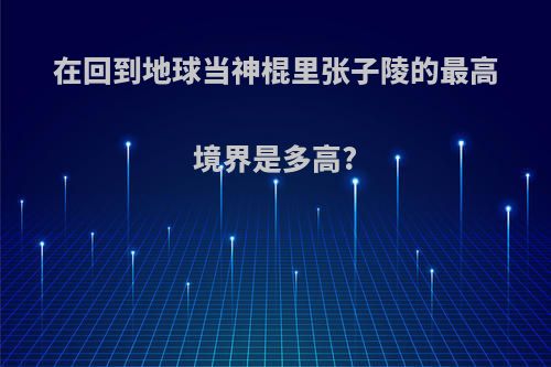 在回到地球当神棍里张子陵的最高境界是多高?