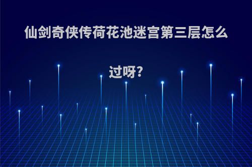 仙剑奇侠传荷花池迷宫第三层怎么过呀?