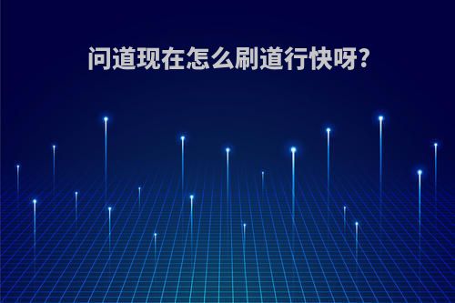 问道现在怎么刷道行快呀?