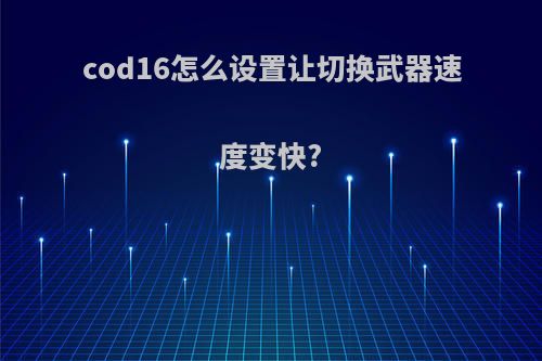 cod16怎么设置让切换武器速度变快?