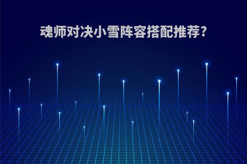 魂师对决小雪阵容搭配推荐?