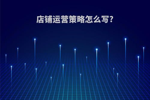 店铺运营策略怎么写?