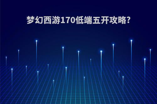 梦幻西游170低端五开攻略?