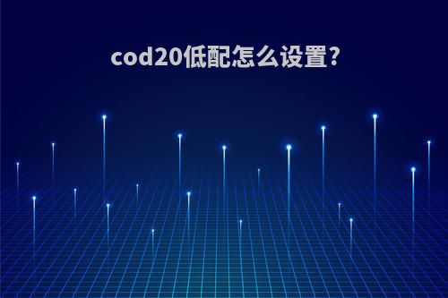 cod20低配怎么设置?