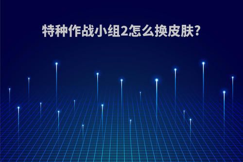 特种作战小组2怎么换皮肤?