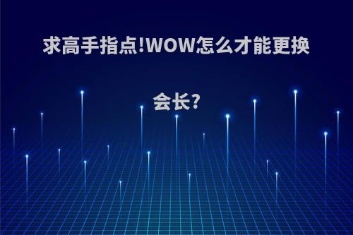 求高手指点!WOW怎么才能更换会长?