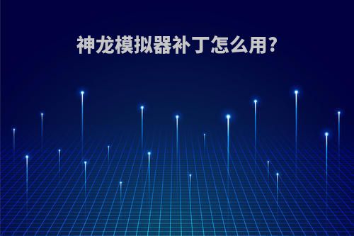 神龙模拟器补丁怎么用?
