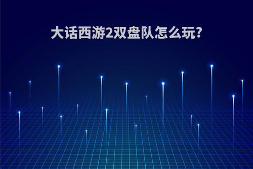 大话西游2双盘队怎么玩?