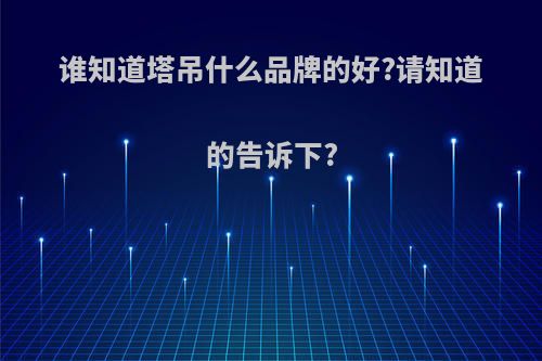 谁知道塔吊什么品牌的好?请知道的告诉下?